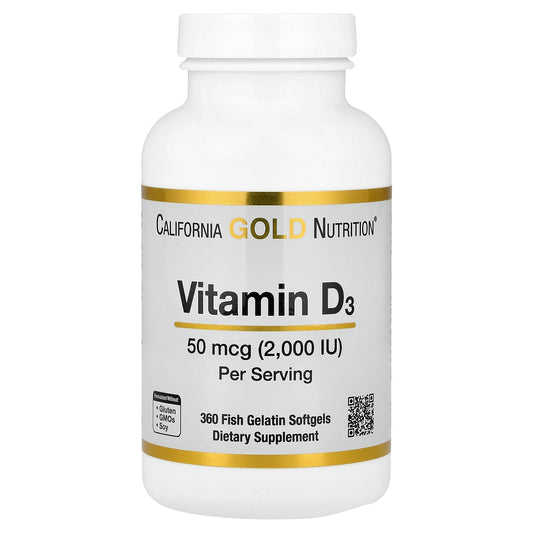 California Gold Nutrition, Vitamin D3, 50 mcg (2,000 IU), 360 Fish Gelatin Softgels