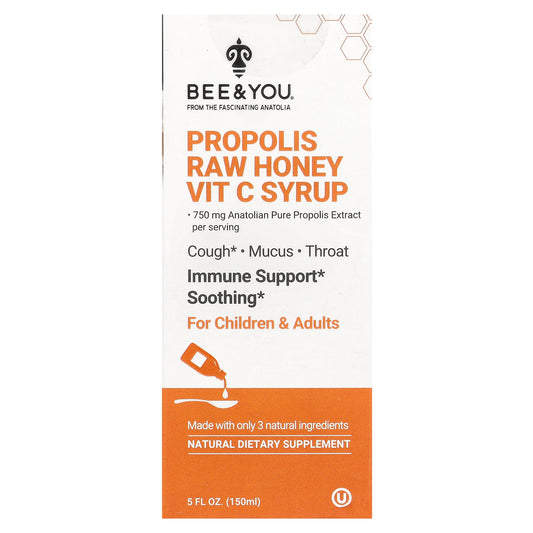 Bee & You, Propolis Raw Honey Vit C Syrup, 5 fl oz (150 ml)