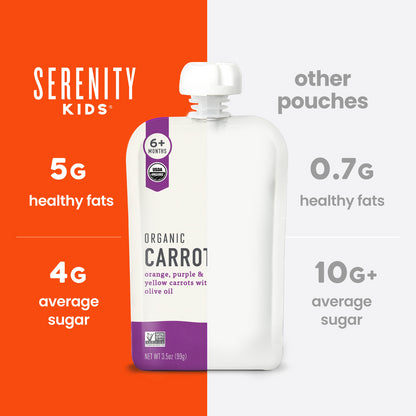 Serenity Kids, Organic Carrots, 6+ Months, Orange, Purple & Yellow Carrots with Olive Oil, 3.5 oz (99 g)