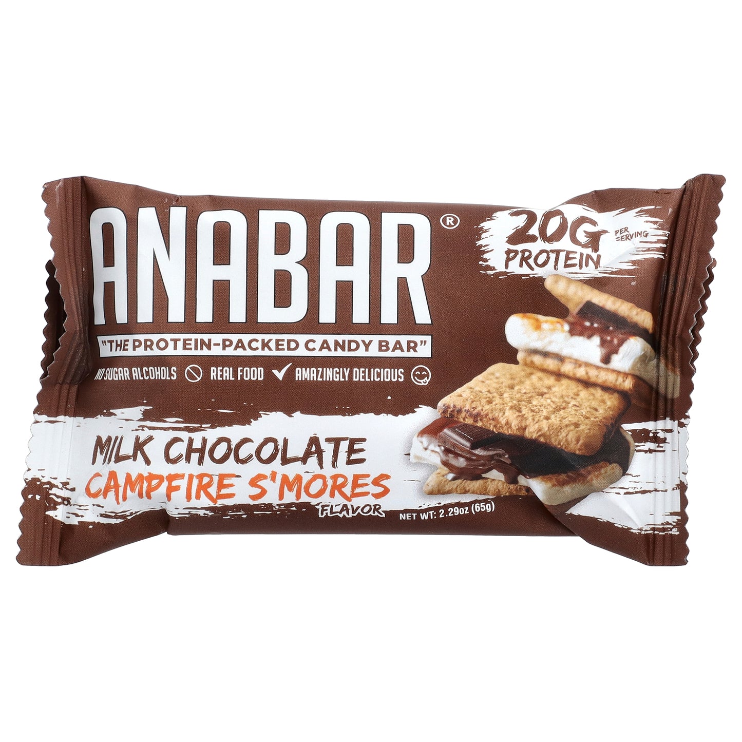 The Anabar, The Protein-Packed Candy Bar, Milk Chocolate Campfire S'Mores, 12 Bars, 2.29 oz (65 g) Each