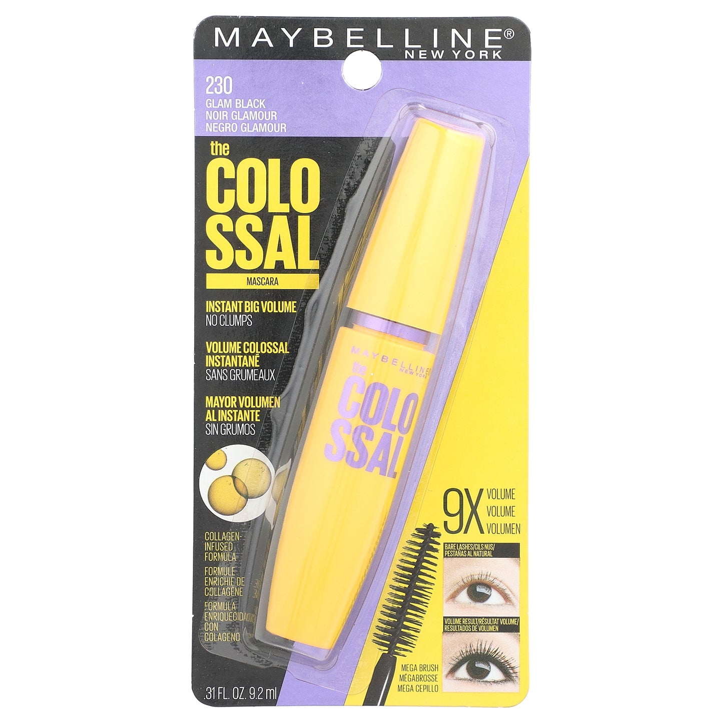 Maybelline, The Colossal Mascara, 230 Glam Black, 0.31 fl oz (9.2 ml)