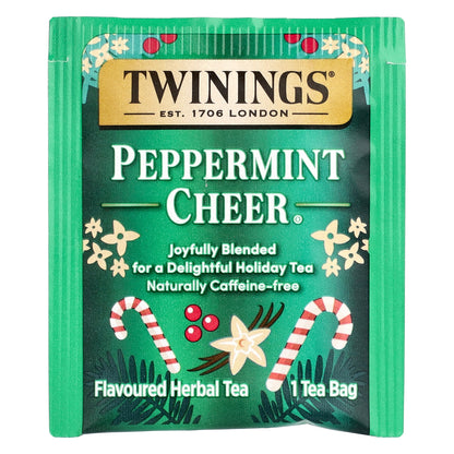 Twinings, Flavored Herbal Tea, Peppermint Cheer, Caffeine Free, 20 Tea Bags, 1.41 oz (40 g)