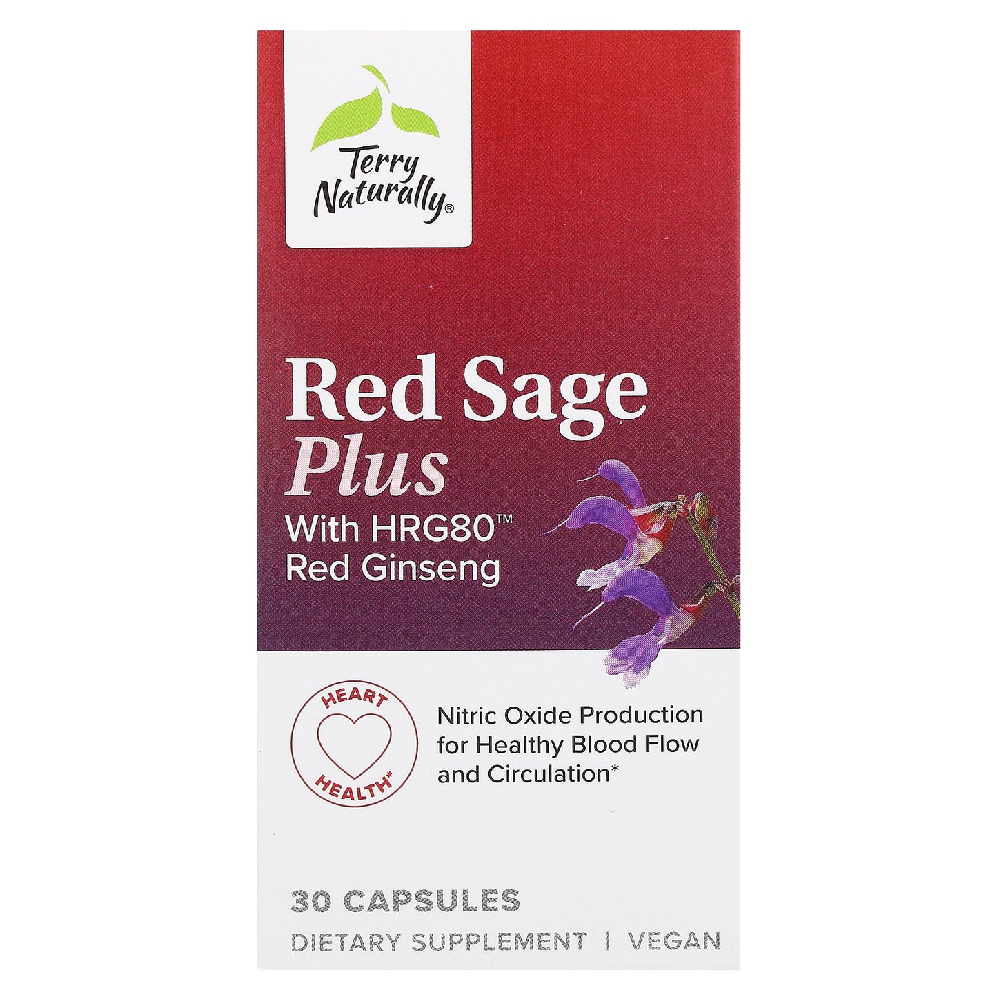 Terry Naturally, Red Sage Plus With HRG80 Red Ginseng, 30 Capsules