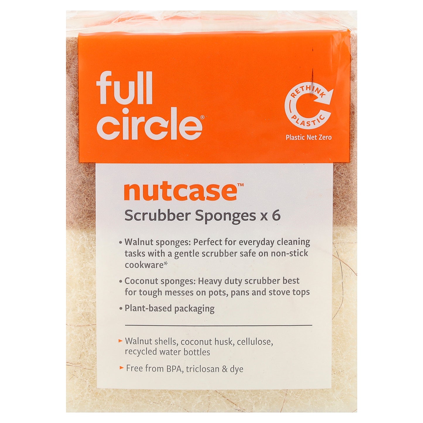 Full Circle, Nutcase™, Scrubber Sponges , 6 Count