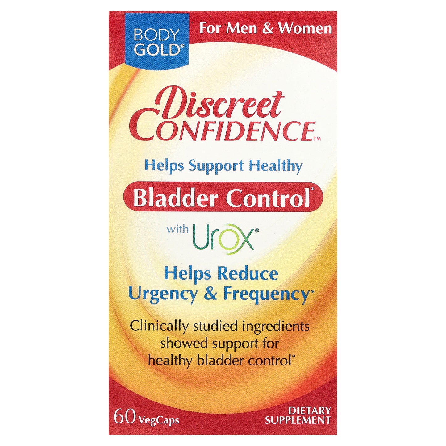 BodyGold, Discreet Confidence™, For Men & Women, 60 VegCaps