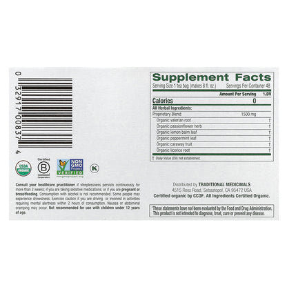 Traditional Medicinals, Organic Nighty Night Extra®, Lemon Balm & Valerian, Caffeine Free, 48 Wrapped Tea Bags, 2.53 oz (72 g)