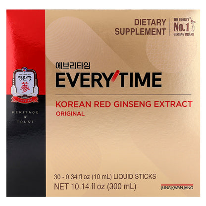 JungKwanJang, Korean Red Ginseng Extract, Everytime, Original, 30 Liquid Sticks, 0.34 fl oz (10 ml) Each