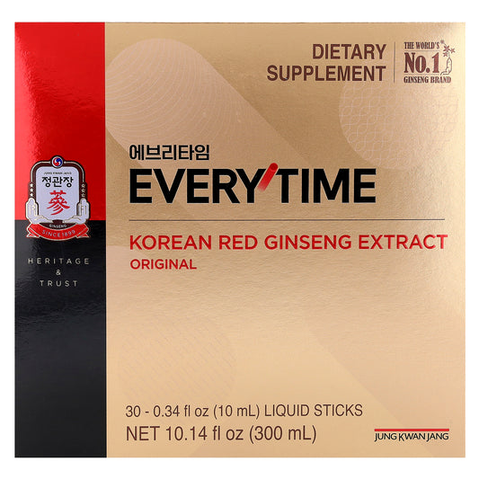 JungKwanJang, Korean Red Ginseng Extract, Everytime, Original, 30 Liquid Sticks, 0.34 fl oz (10 ml) Each