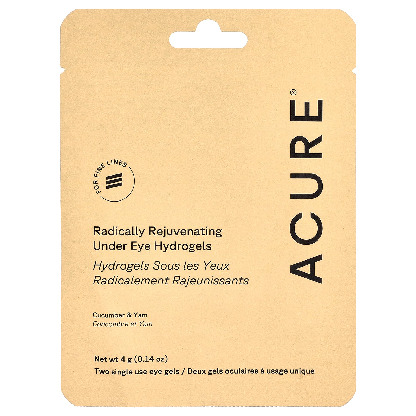ACURE, Radically Rejuvenating, Under Eye Hydrogels, 2 Single Use Eye Gels, 0.14 oz (4 g)