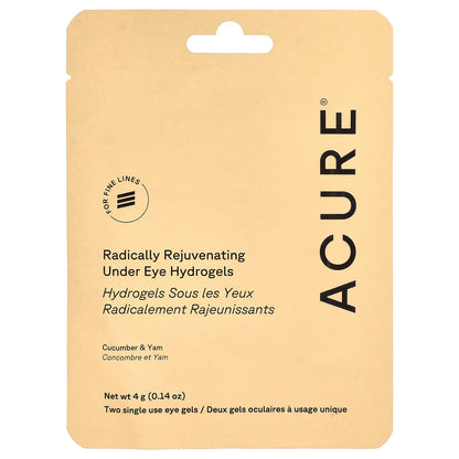 ACURE, Radically Rejuvenating, Under Eye Hydrogels, 2 Single Use Eye Gels, 0.14 oz (4 g)