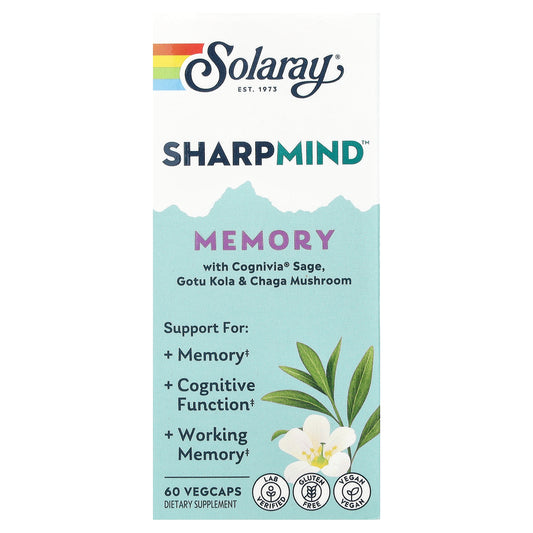 Solaray, Sharpmind™ Memory with Cognivia® Sage, Gotu Kola & Chaga Mushroom, 60 Vegcaps