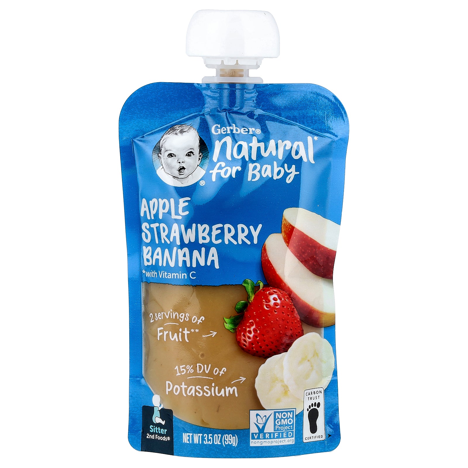 Gerber, Natural for Baby, 2nd Foods®, Apple, Strawberry, Banana, 3.5 oz (99 g)