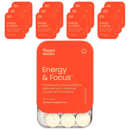 NeuroGum, NeuroMints, Energy & Focus, Cinnamon, 12 Packs, 12 Pieces Each