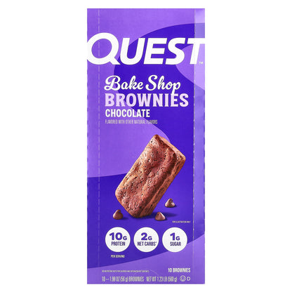 Quest Nutrition, Bake Shop Brownies, Chocolate, 10 Brownies, 1.98 oz (56 g) Each