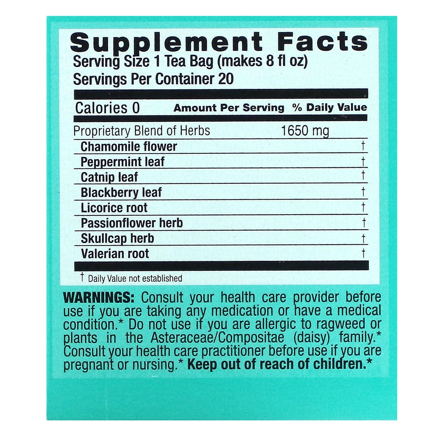 Triple Leaf Tea, Relaxing, Caffeine Free, 20 Tea Bags, 1.16 oz (33 g)