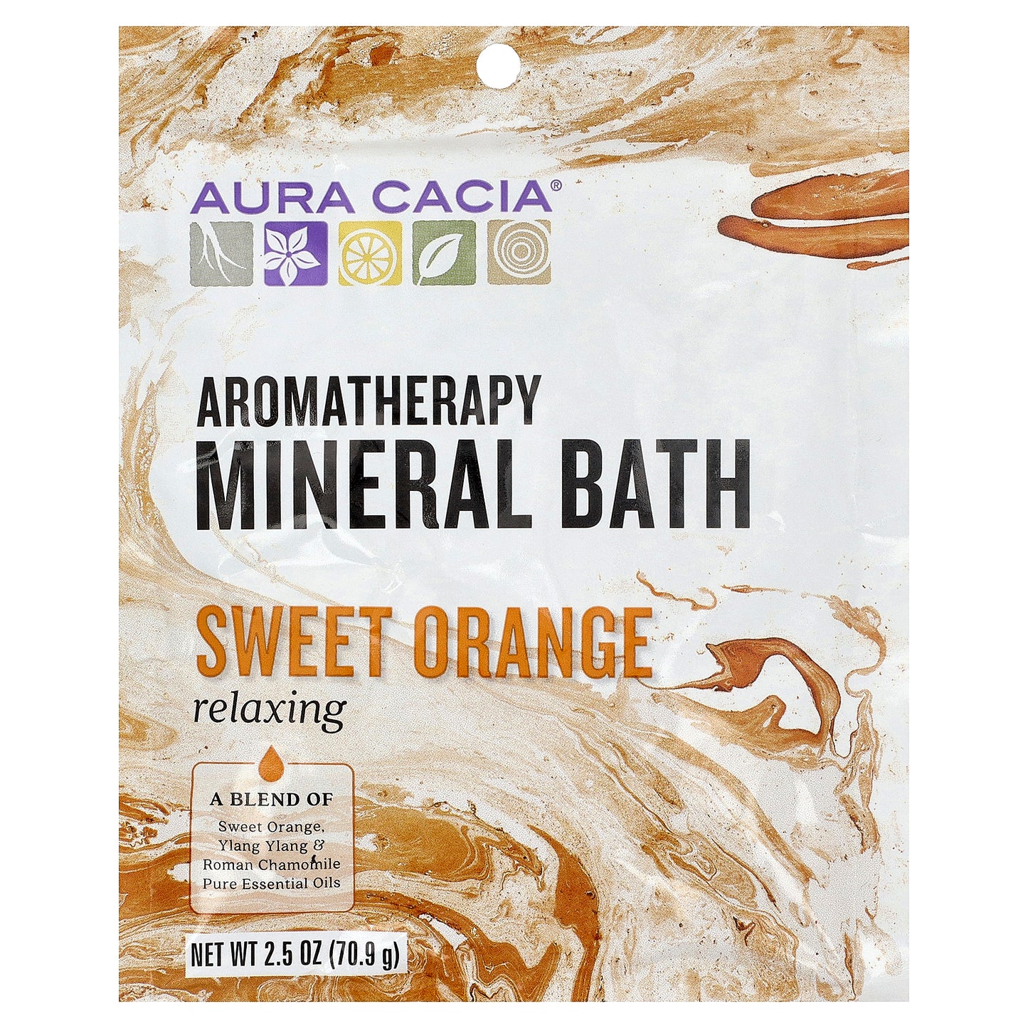 Aura Cacia, Aromatherapy Mineral Bath, Relaxing, Sweet Orange, 2.5 oz (70.9 g)