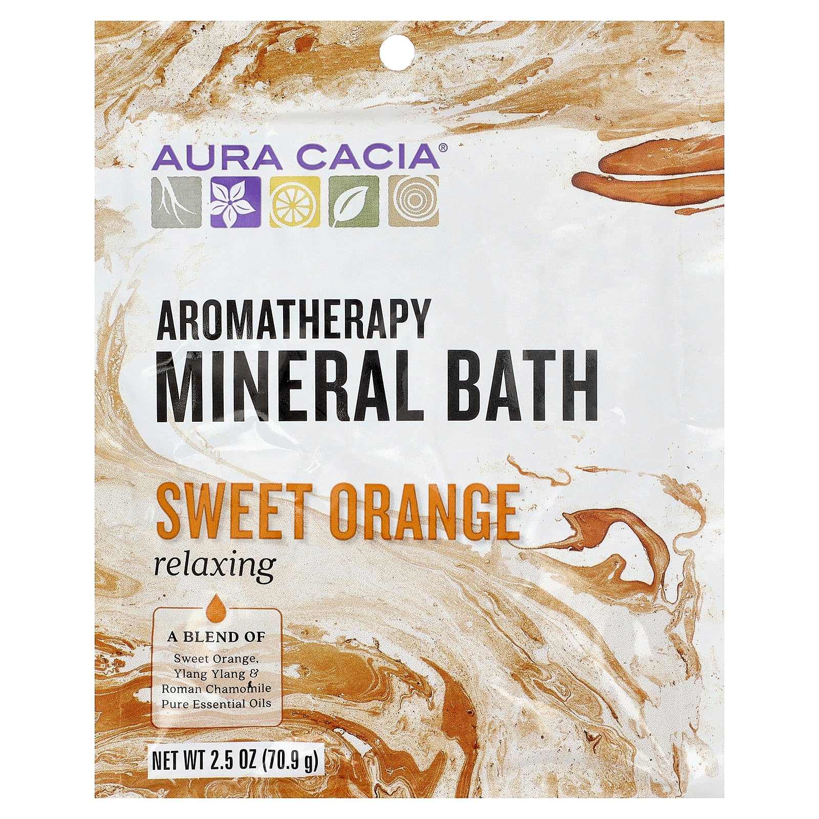 Aura Cacia, Aromatherapy Mineral Bath, Relaxing, Sweet Orange, 2.5 oz (70.9 g)