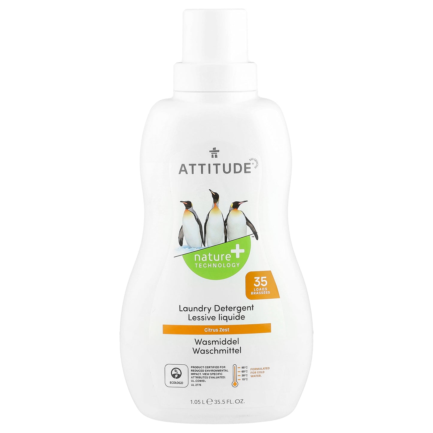 ATTITUDE, Laundry Detergent, Citrus Zest, 35.5 fl oz (1.05 l)