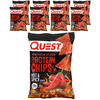 Quest Nutrition, Tortilla Style Protein Chips, Hot & Spicy, 8 Bags, 1.1 oz (32 g) Each