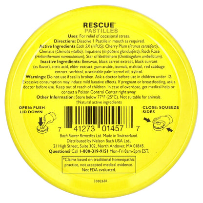 Bach, Rescue® Pastilles, Natural Stress Relief, Black Currant, 35 Pastilles, 1.7 oz (50 g)