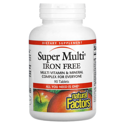 Natural Factors, Super Multi, Iron Free, 90 Tablets