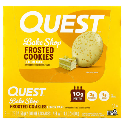 Quest Nutrition, Bake Shop Frosted Cookies, Lemon Cake, 8 Packages, 1.76 oz (50 g) Each