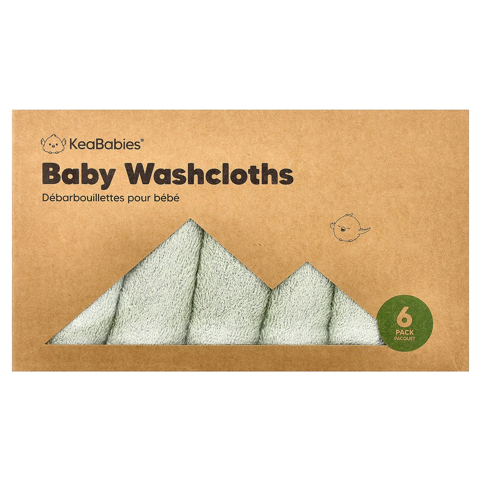 KeaBabies, Baby Washcloths, 6 Pack