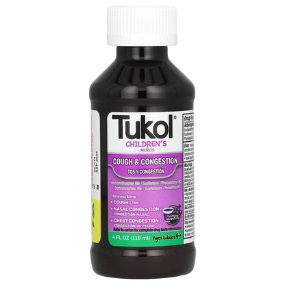 Tukol, Children's, Cough & Congestion, Ages 4+, Grape, 4 fl oz (118 ml)