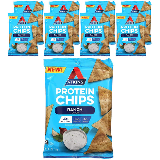 Atkins, Protein Chips, Ranch, 8 Bags, 1.1 oz (32 g) Each