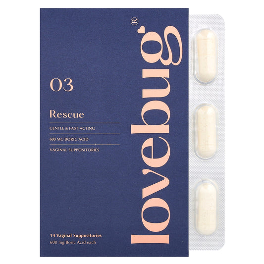 LoveBug Probiotics, Rescue, Vaginal Suppositories, 03 , 14 Vaginal Suppositories