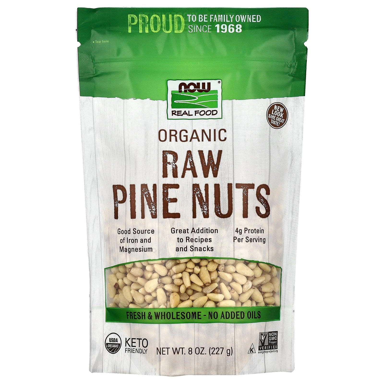 NOW Foods, Real Food, Organic Raw Pine Nuts, 8 oz (227 g)