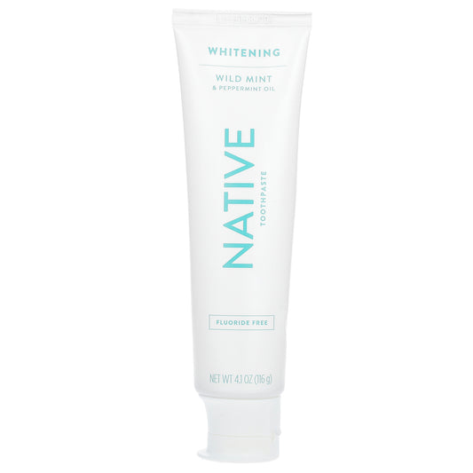 Native, Whitening Toothpaste, Fluoride Free, Wild Mint & Peppermint Oil, 4.1 oz (116 g)
