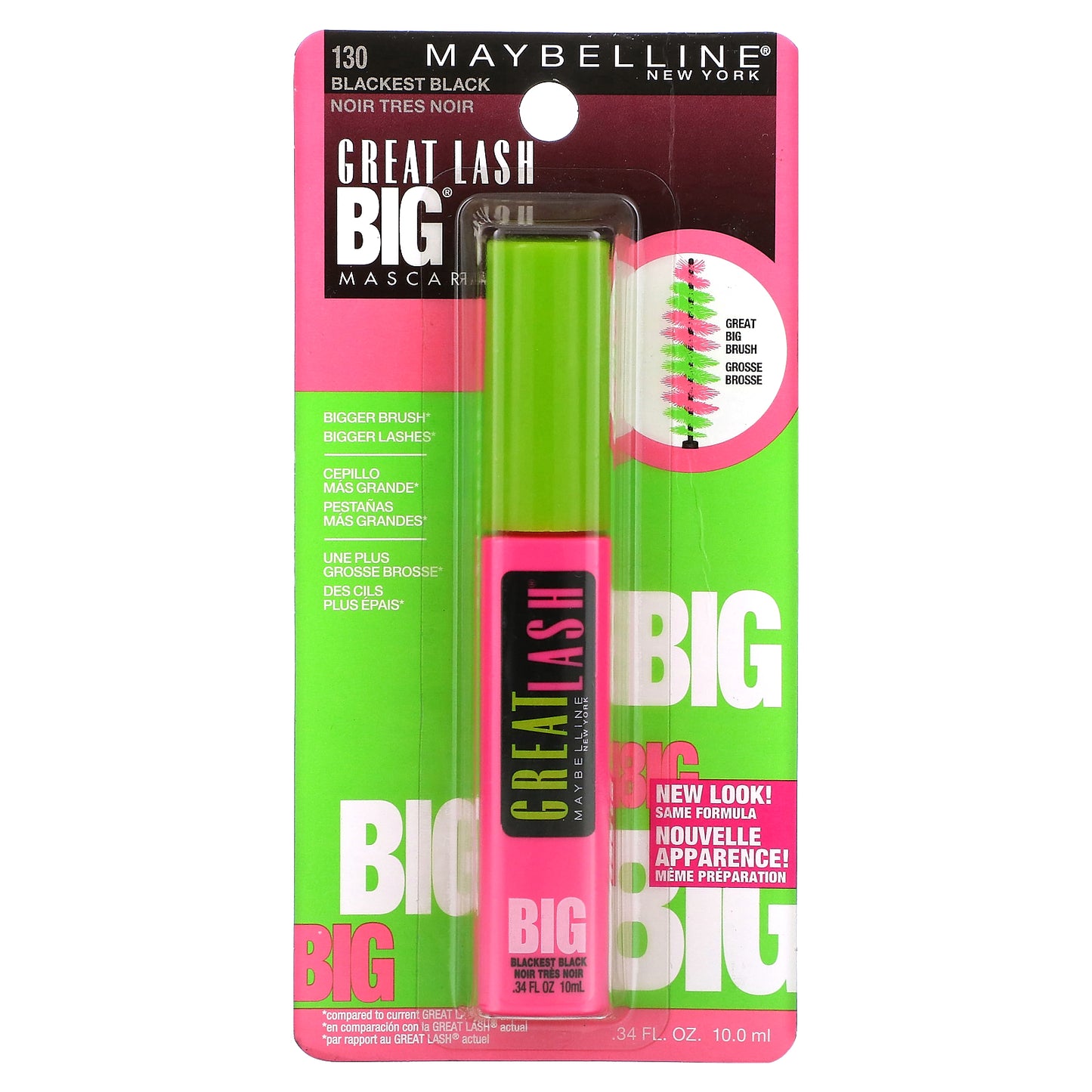 Maybelline, Great Lash, Big Mascara, 130 Blackest Black, 0.34 fl oz (10 ml)