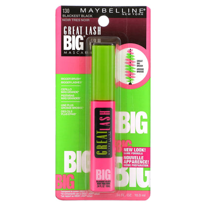 Maybelline, Great Lash, Big Mascara, 130 Blackest Black, 0.34 fl oz (10 ml)