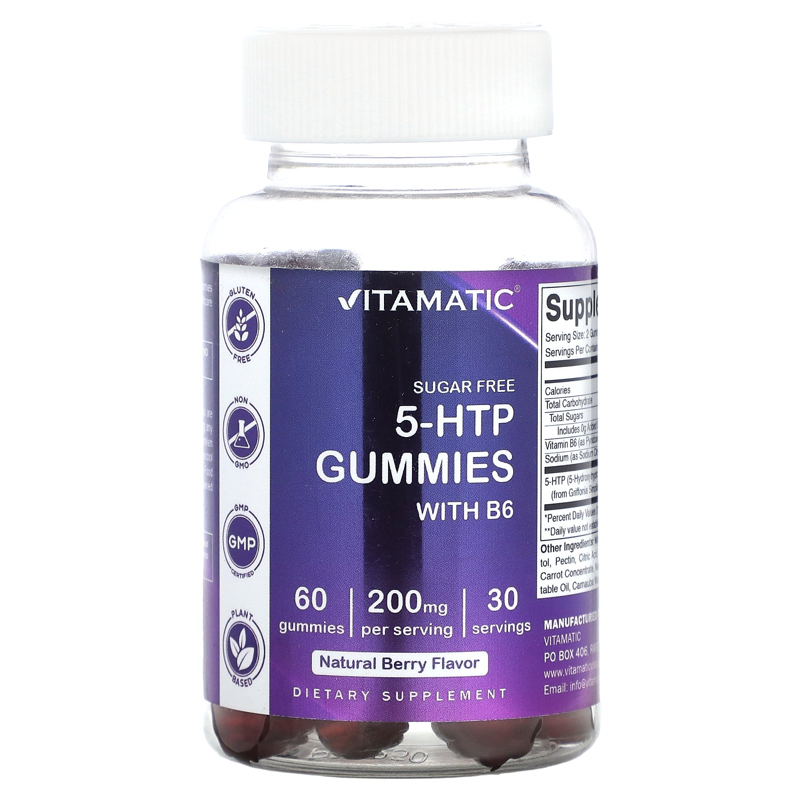 Vitamatic, 5-HTP Gummies with B6, Natural Berry, 60 Gummies