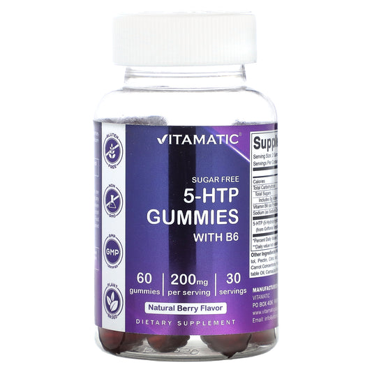 Vitamatic, 5-HTP Gummies with B6, Natural Berry, 60 Gummies