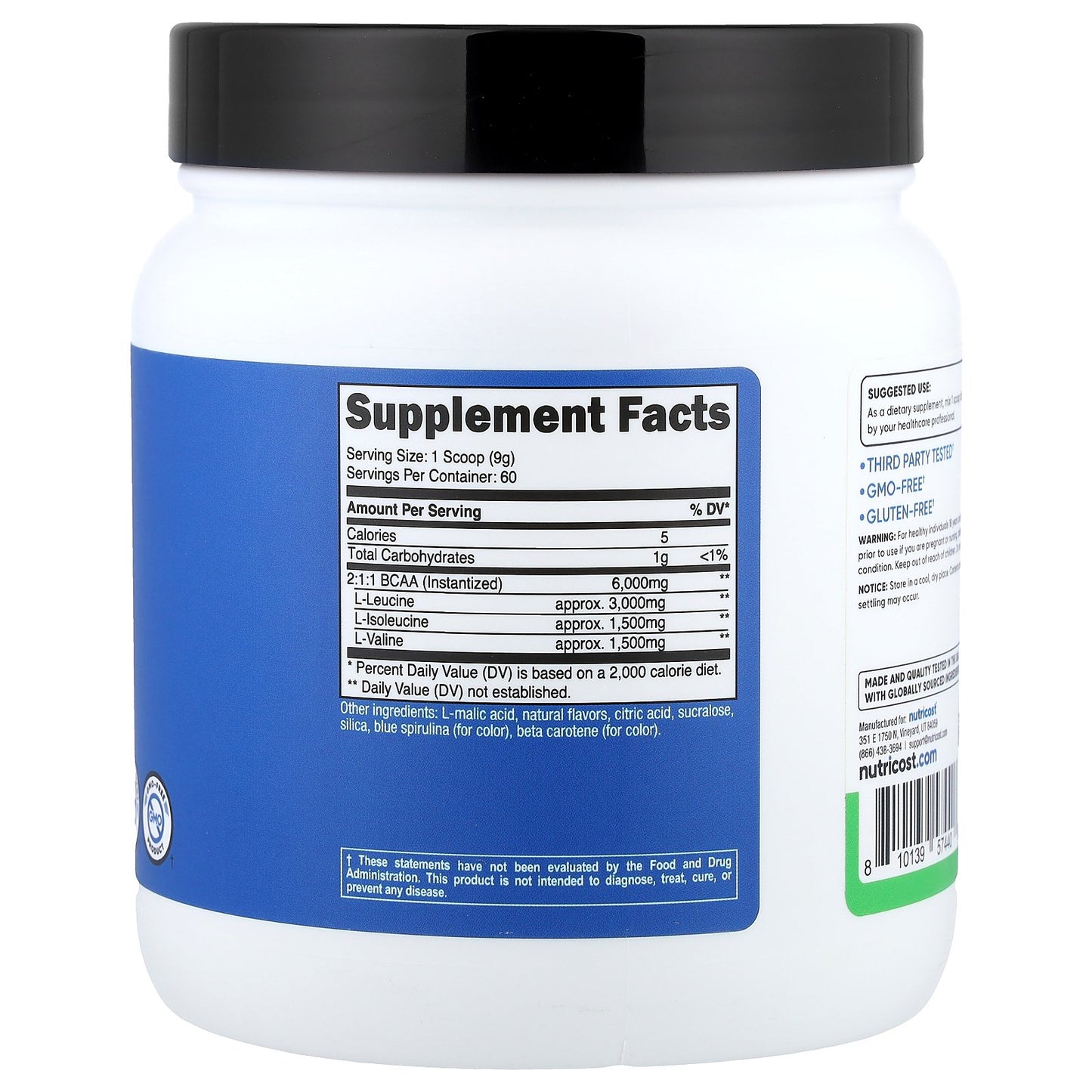Nutricost, Performance, BCAA, Green Apple , 1.2 lb (540 g)
