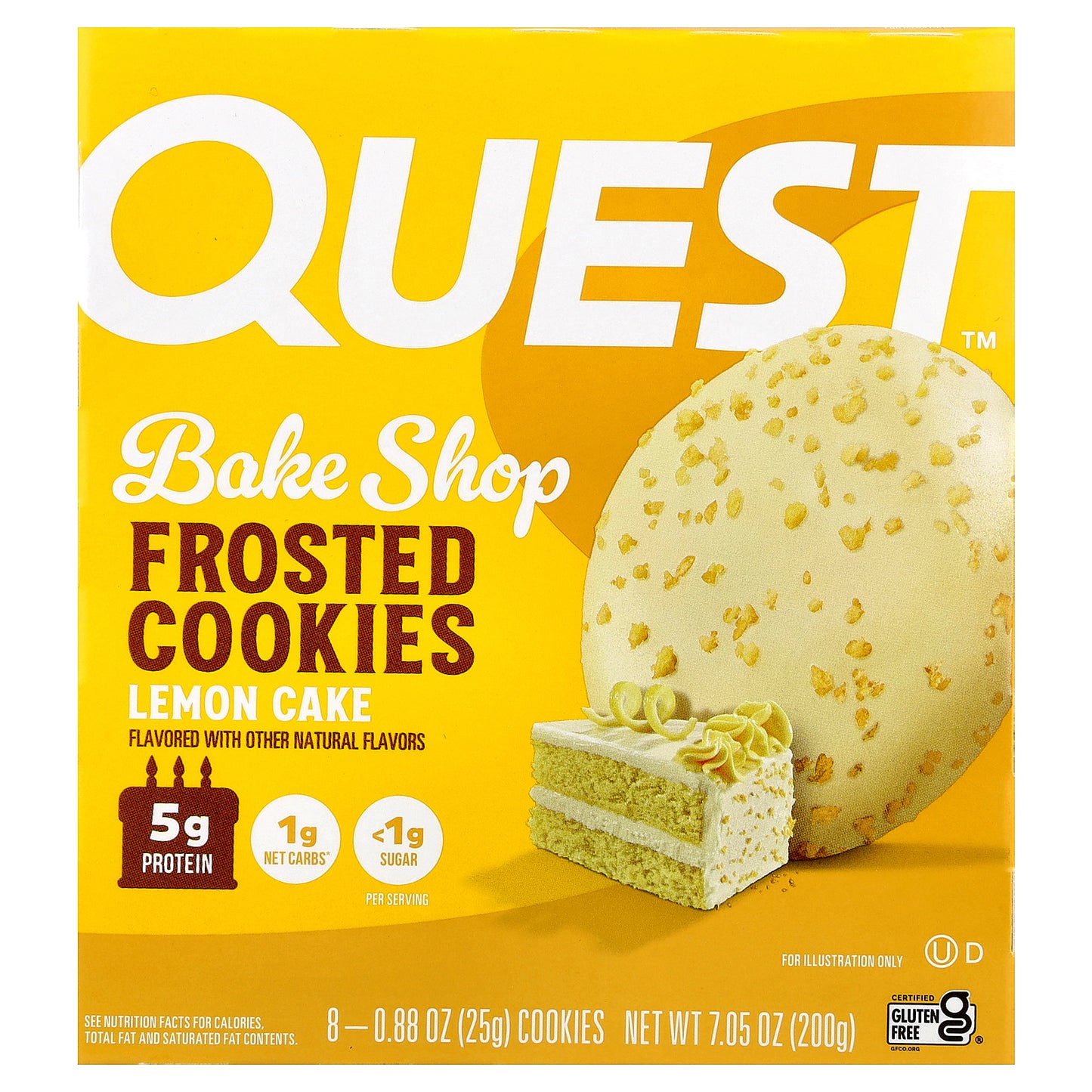 Quest Nutrition, Bake Shop Frosted Cookies, Lemon Cake, 8 Cookies, 0.88 oz (25 g) Each