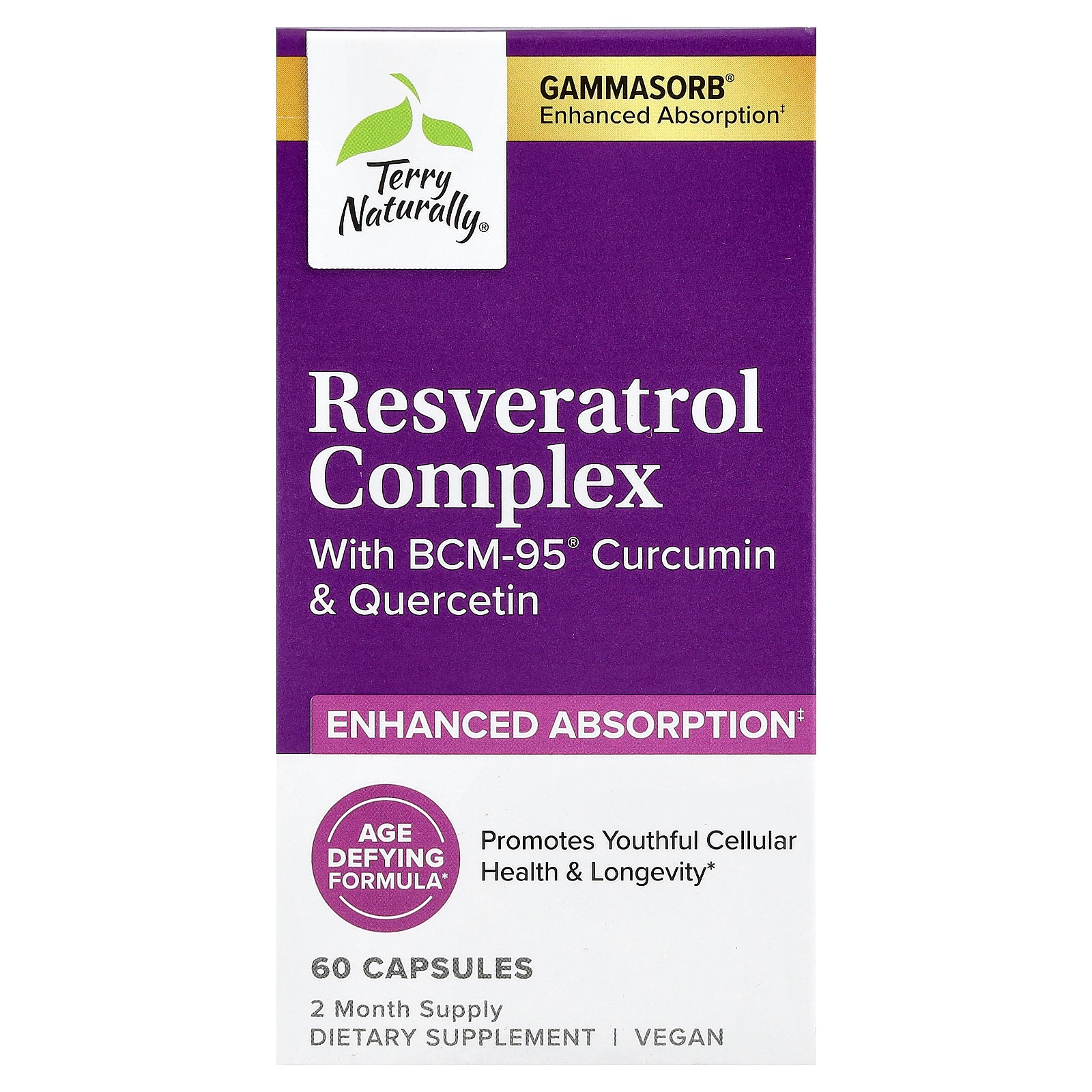 Terry Naturally, Resveratrol Complex with BCM-95® Curcumin & Quercetin, 60 Capsules