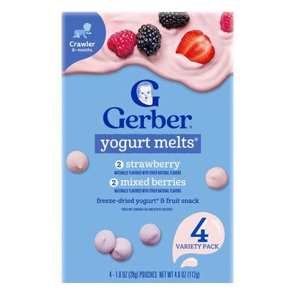 Gerber, Yogurt Melts®, 8+ Months, Variety Pack, 4 Pack, 1 oz (28 g) Each