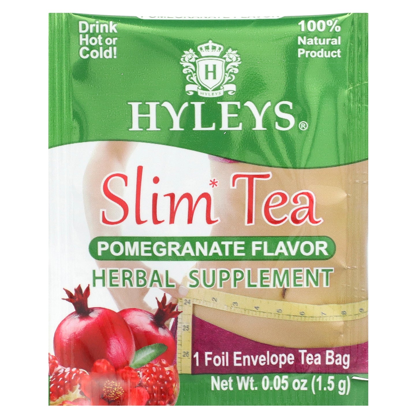 Hyleys Tea, Slim Tea, Pomegranate , 25 Foil Envelope Tea Bags, 1.32 oz (37.5 g)