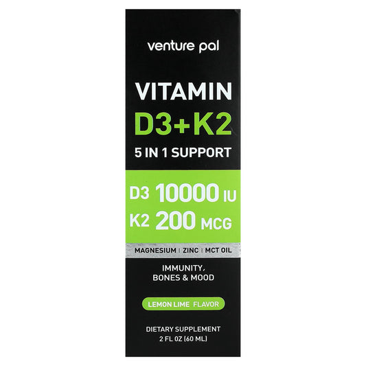 Venture Pal, Vitamin D3 + K2, Lemon Lime, 2 fl oz (60 ml)