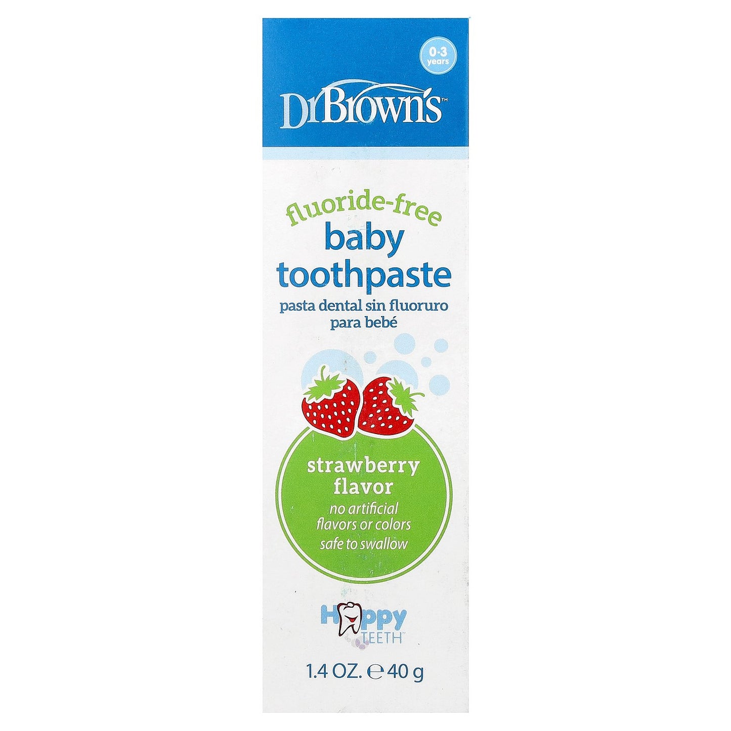 Dr. Brown's, Baby Toothpaste, Fluoride-Free, 0-3 Years, Strawberry, 1.4 oz (40 g)