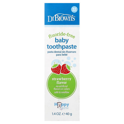 Dr. Brown's, Baby Toothpaste, Fluoride-Free, 0-3 Years, Strawberry, 1.4 oz (40 g)