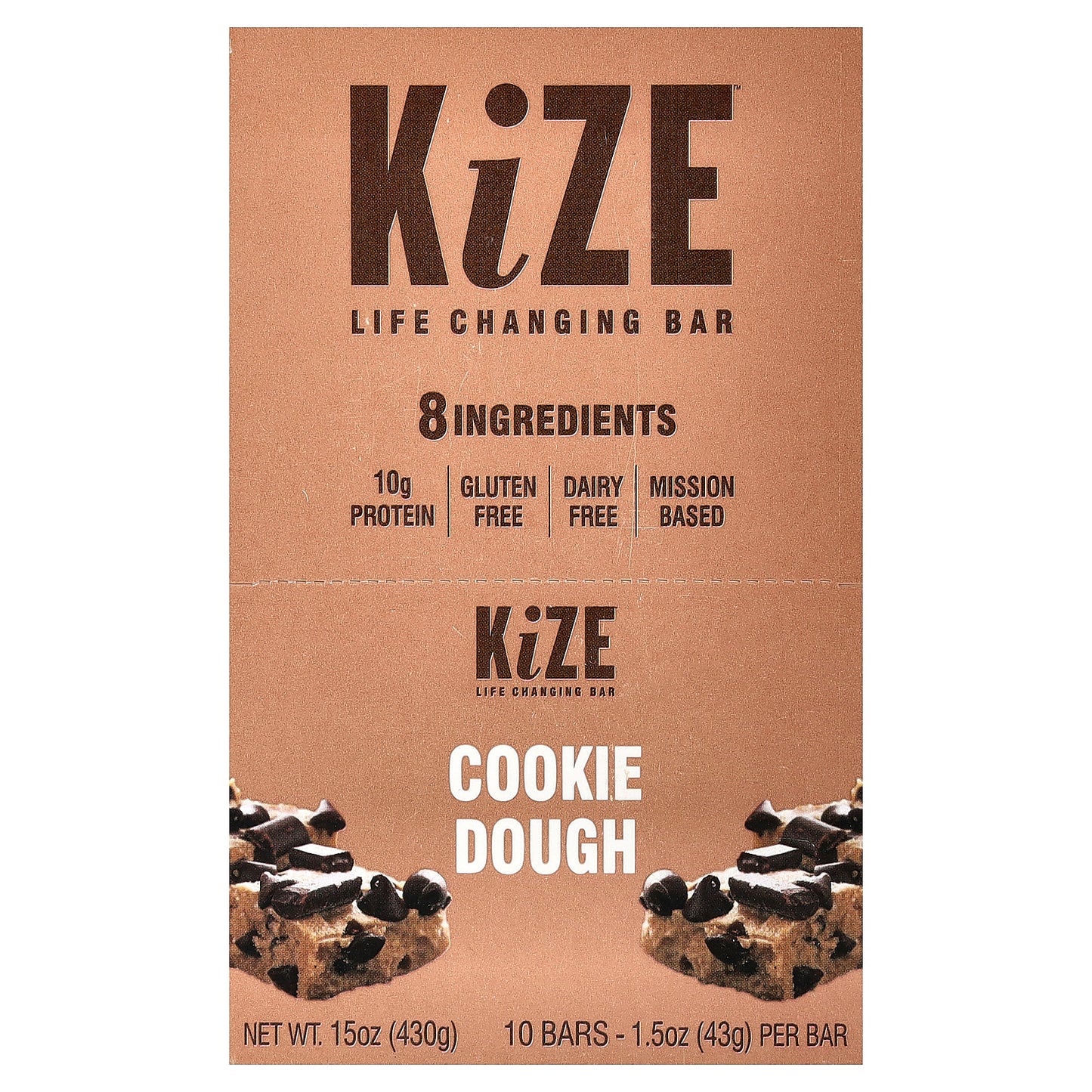 KiZE Life Changing Bar, Cookie Dough, 10 Bars, 1.5 oz (43 g) Each