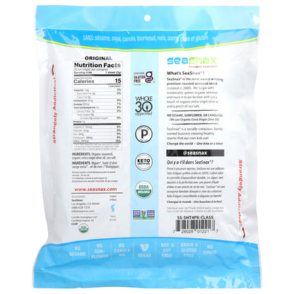 SeaSnax, Organic Roasted Seaweed Wrapz™, Olive Oil & Sea Salt, 20 Large Sheets, 2.16 oz (60 g)