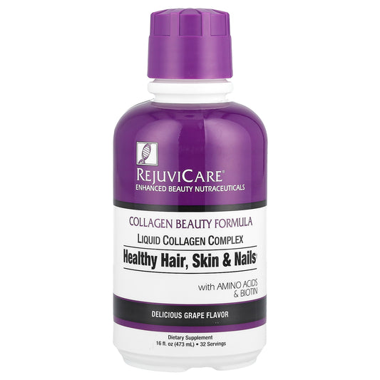 Rejuvicare, Collagen Beauty Formula, Liquid Collagen Complex, Healthy Hair, Skin & Nails, Grape, 16 fl oz (473 ml)