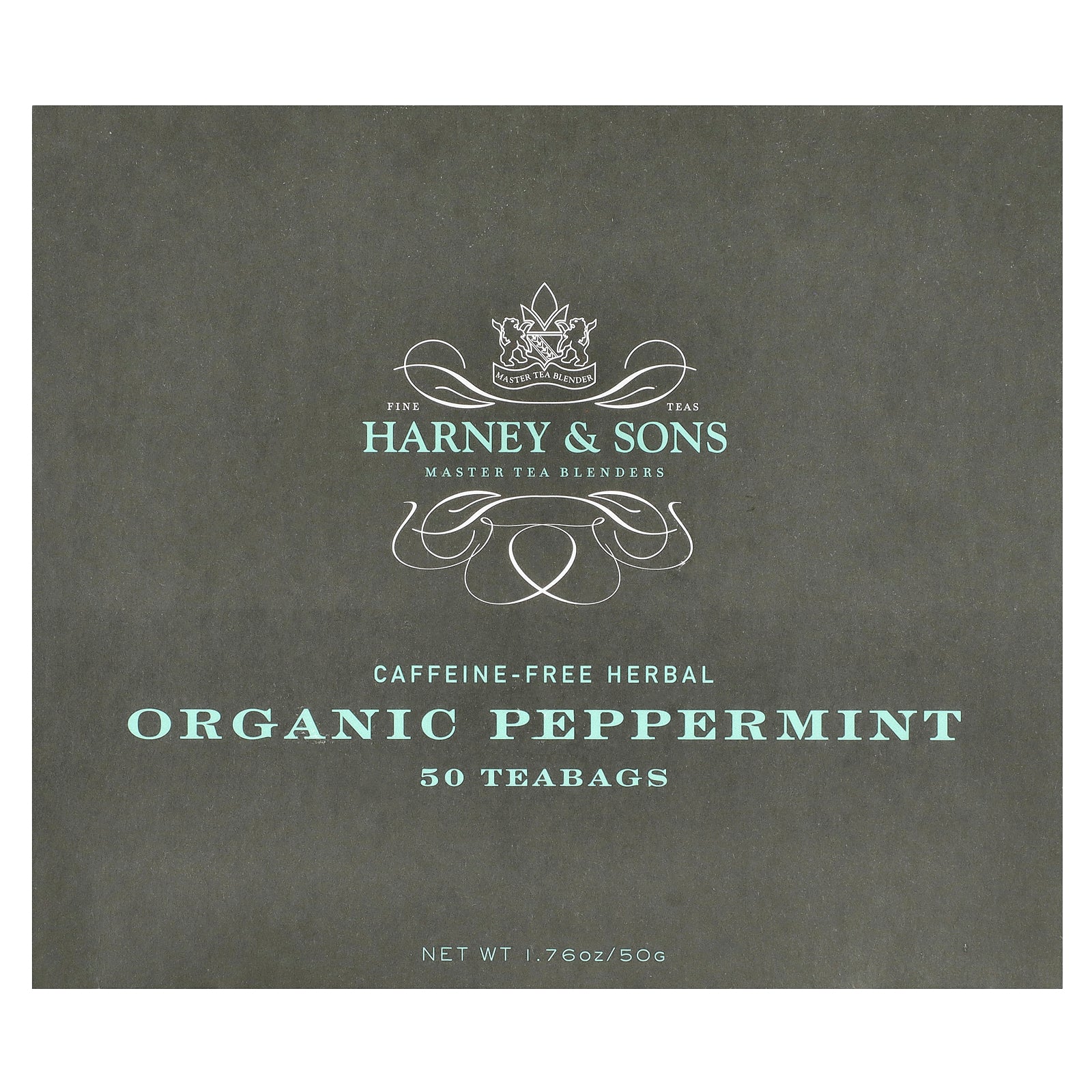 Harney & Sons, Organic Peppermint Herbal Tea, Caffeine-Free, 50 Tea Bags, 1.76 oz (50 g)