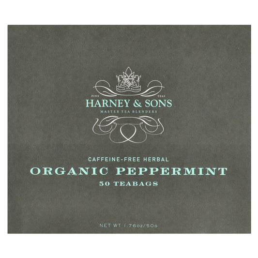 Harney & Sons, Organic Peppermint Herbal Tea, Caffeine-Free, 50 Tea Bags, 1.76 oz (50 g)