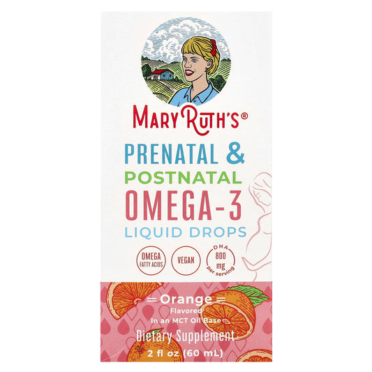 MaryRuth's, Prenatal & Postnatal Omega-3 Liquid Drops, Orange, 2 fl oz (60 ml)